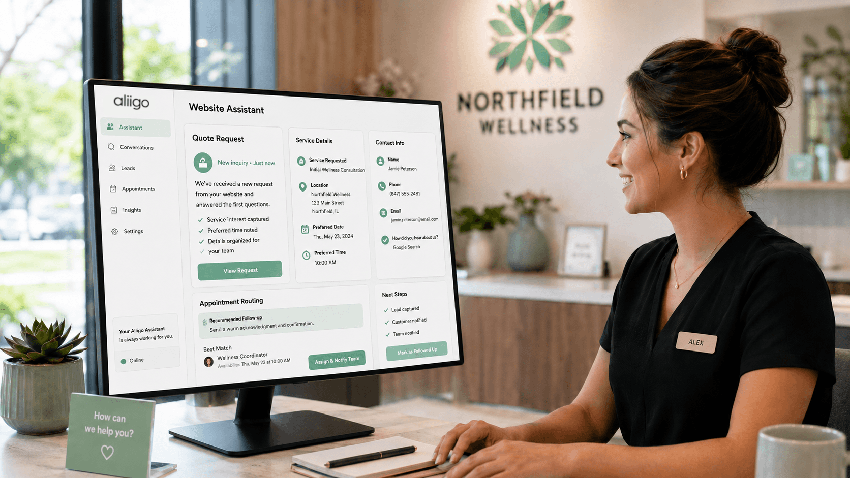 Aliigo lead handoff workflow with qualified appointment request