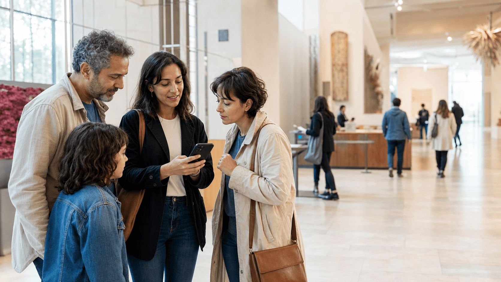 Museum visitors using a website assistant to plan a visit